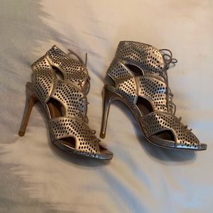 Joie size 36 metallic gold lace up heels